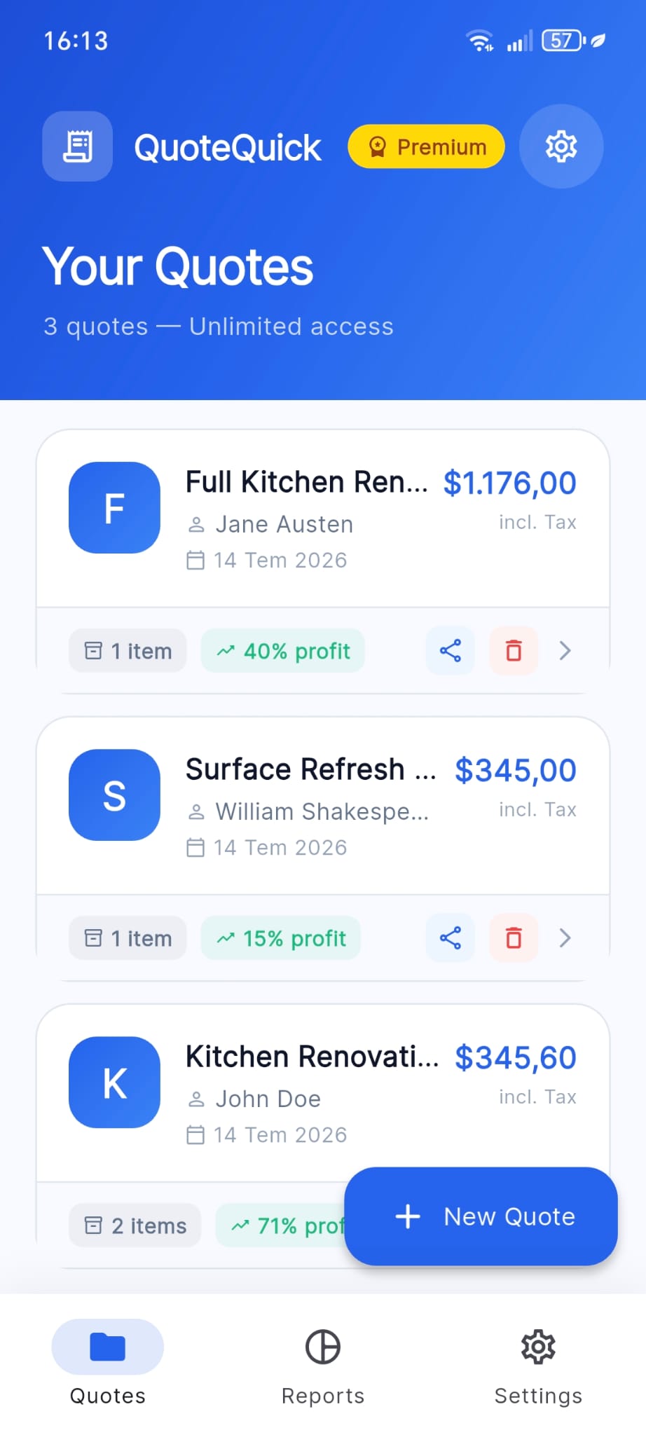 QuoteQuick App Screenshot